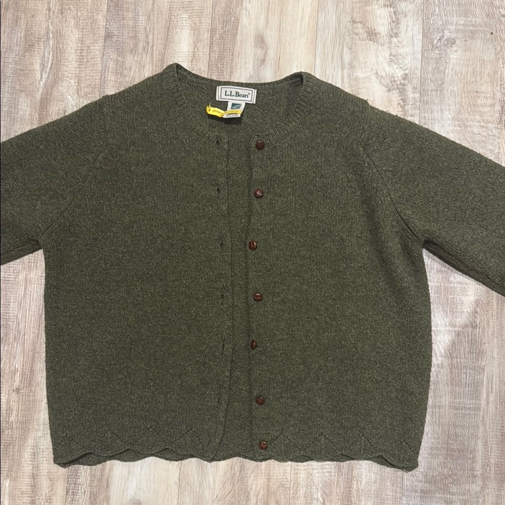 Vintage L.L. Bean Olive Button-Up Cardigan